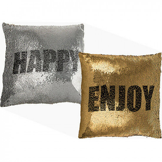40Cm Magic Pillow Case Reversible Sequin Glitter Sofa Cushion Cover Touch Happy image