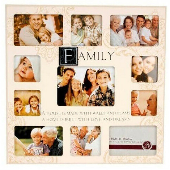 Family 11 Photo Picture Frame Collage Stamp Keepsake Memories Sentiment Gift New image