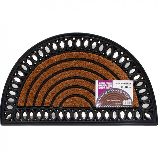 Heavy Duty Non Slip Door Mat Home Semi Circle Grill Rubber Natural Coco 40 X 70 Household, Home Furniture image