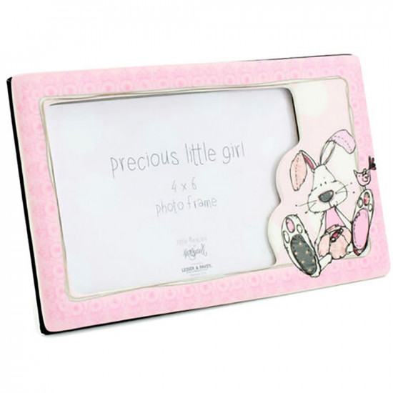 Little Miracle Baby Girls Pink 4 X 6 Photo Picture Frame Standing Bunny Gift New image