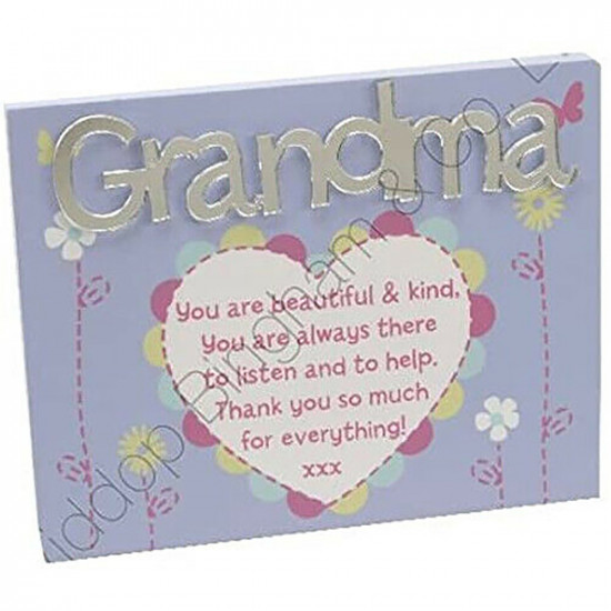 New Mdf Plaque Sign Gift Set Mantle Wooden Desk Stand Home Decor Mirror Grandma image