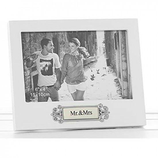 New Mr & Mrs Picture Photo Frame Wooden Mdf Plaque Gift Memories Family Hanging image
