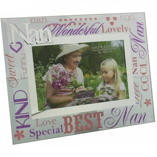 New Nan Mirror Glass Photo Picture Frame Home Decor Stand Mothers Day Xmas Gift image