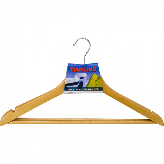 Adult Wooden Hangers Clothes Garment Coat Hanger Trouser Bar Durable Rack New image