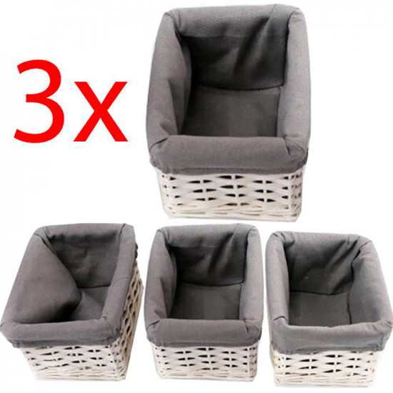 Set Of 3 Laundry Basket Bin Storage Hamper Clothes Storage Ironing Linen Bin New image