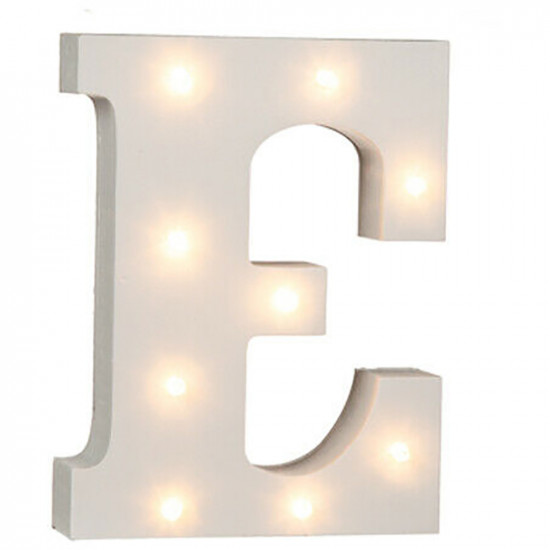 16Cm Illuminated Wooden Letter E With 9 Led Sign Message Decor Party Xmas Gift image