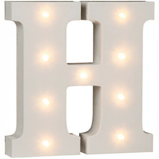 16Cm Illuminated Wooden Letter H With 9 Led Sign Message Decor Party Xmas Gift image