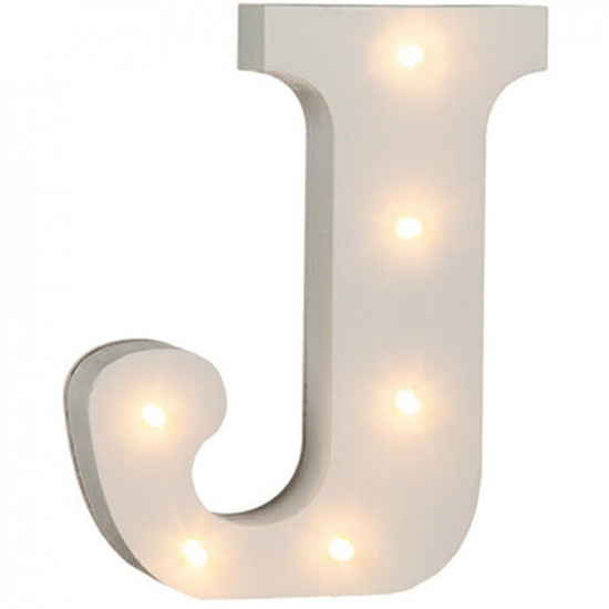 16Cm Illuminated Wooden Letter J With 6 Led Sign Message Decor Party Xmas Gift image