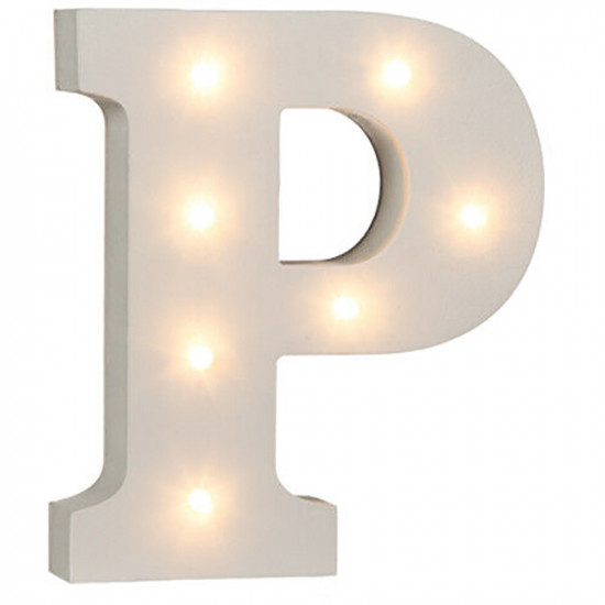 16Cm Illuminated Wooden Letter P With 7 Led Sign Message Decor Party Xmas Gift Household, Miscellaneous image