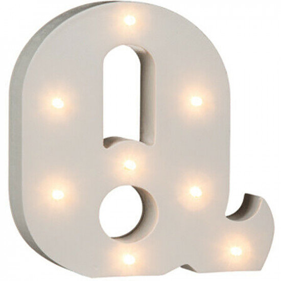 16Cm Illuminated Wooden Letter Q With 8 Led Sign Message Decor Party Xmas Gift image
