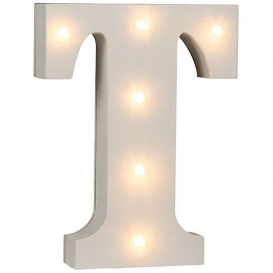 16Cm Illuminated Wooden Letter T With 6 Led Sign Message Decor Party Xmas Gift Household, Miscellaneous image