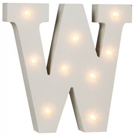 16Cm Illuminated Wooden Letter W With 9 Led Sign Message Decor Party Xmas Gift image