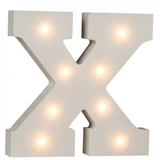 16Cm Illuminated Wooden Letter X With 8 Led Sign Message Decor Party Xmas Gift Household, Miscellaneous image
