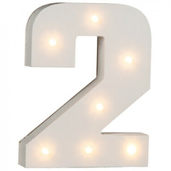16Cm Illuminated Wooden Number 2 With 7 Led Sign Message Decor Party Xmas Gift Household, Miscellaneous image