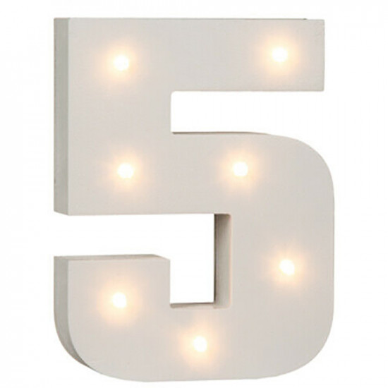 16Cm Illuminated Wooden Number 5 With 7 Led Sign Message Decor Party Xmas Gift Household, Miscellaneous image