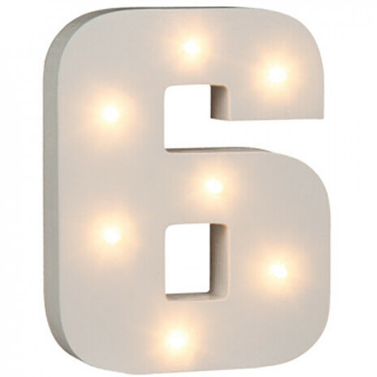16Cm Illuminated Wooden Number 6 With 7 Led Sign Message Decor Party Xmas Gift Household, Miscellaneous image