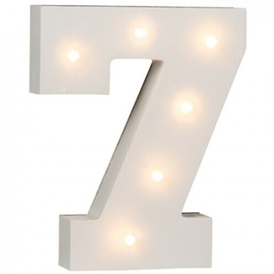 16Cm Illuminated Wooden Number 7 With 6 Led Sign Message Decor Party Xmas Gift image