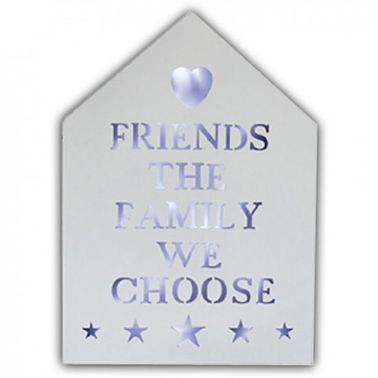 Family Led Plaque House Shape Gift Home Hanging Friends Lights Sign Shabby Chic image