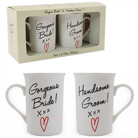 Gorgeous Bride Handsome Groom Coffee Mug Tea Gift Set Wedding Anniversary New image