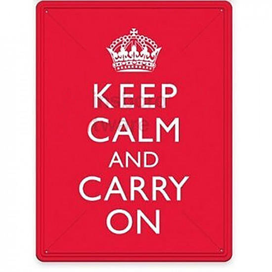 Large Keep Calm And Carry On Wall Plaque Home Gift Tin Hanging Decoration New Household, Miscellaneous image