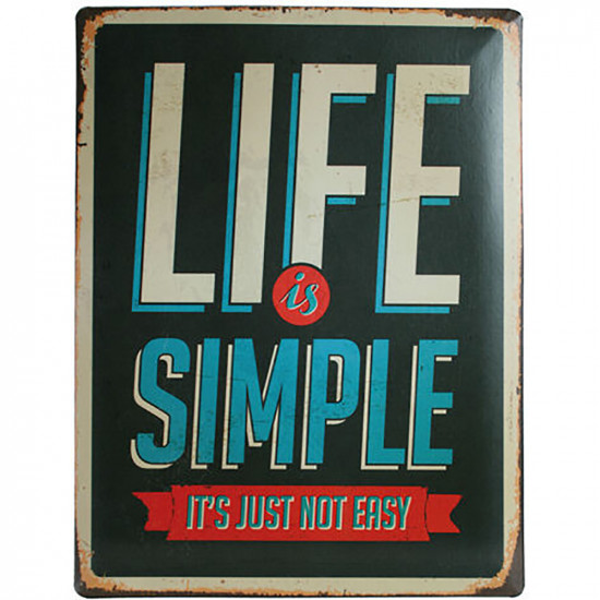 Life Is Simple Metal Wall Plaque Tin Vintage Retro Gift Message Quote Antique Household, Miscellaneous image