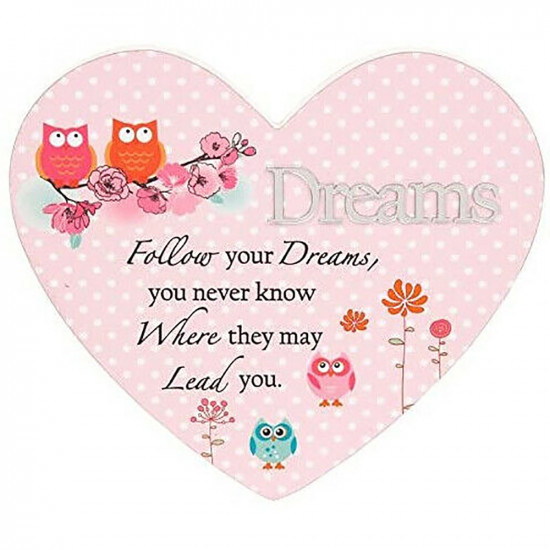 New Dreams Heart Shaped Hanging Plaque Message Gift Home Decoration Word Pink Household, Miscellaneous image