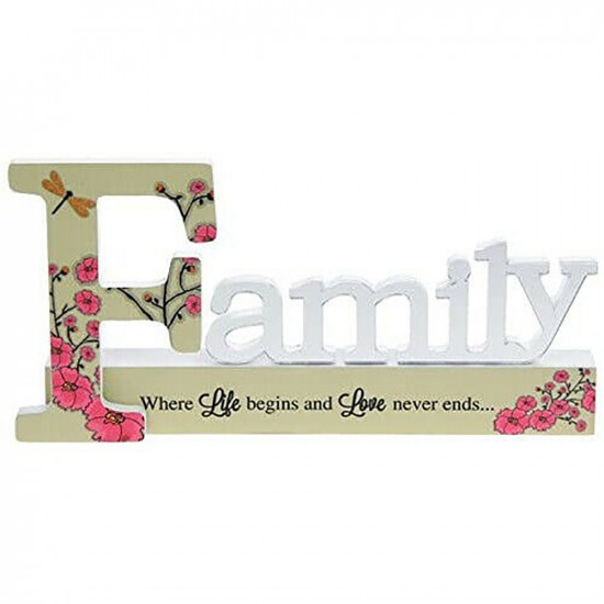 New Family Plaque Message Gift Set Memory Mantel Piece Decoration Mirror Effect image