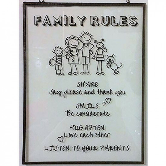 New Family Rules Plaque Wall Hanging Home Decoration Bathroom Message Gift image