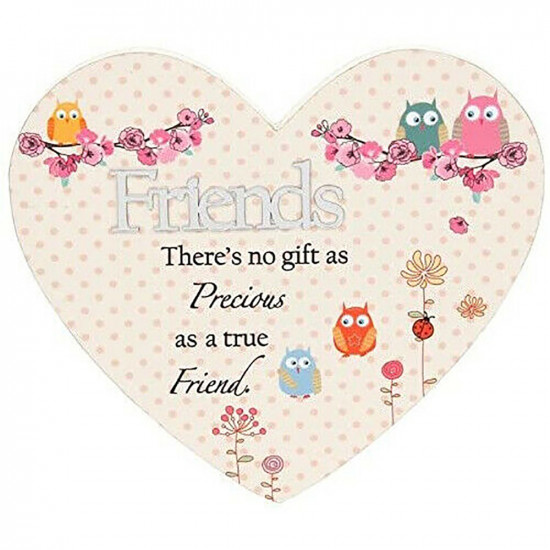 New Friends Heart Shaped Hanging Plaque Message Gift Home Decoration Mirror Word image