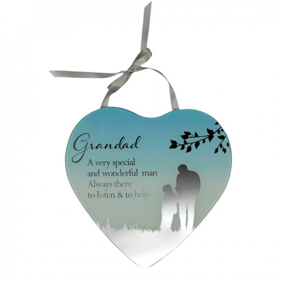 New Grandad Heart Shaped Hanging Mirror Plaque Message Gift Home Decor Present Household, Miscellaneous image