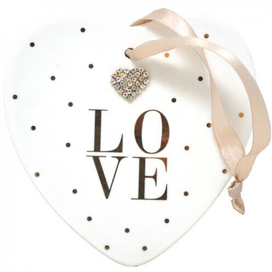 New Hanging Heart Shaped Love Plaque Decoration Xmas Gift Diamond Present image