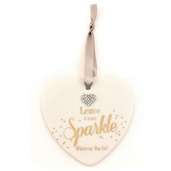 New Mad Dots Leave A Little Sparkle Wherever You Go Heart Plaque Fun Gift Hang Household, Miscellaneous image