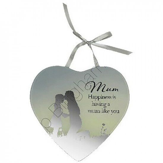 New Mum Heart Shaped Hanging Mirror Plaque Message Gift Home Decor Present Household, Miscellaneous image