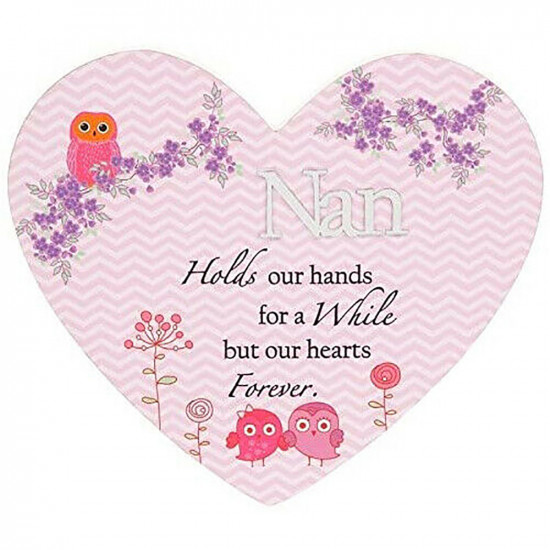 New Nan Heart Shaped Hanging Plaque Message Gift Home Decor Mirror Word Pink Household, Miscellaneous image