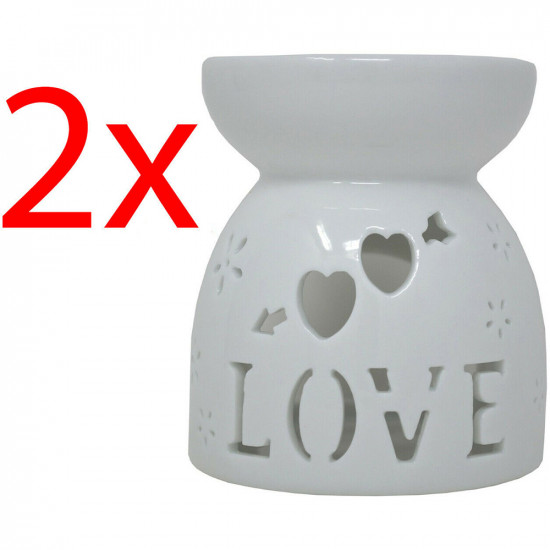 New Set Of 2 Love Oil Burner Decoration Heart Tea Light Candle Gift Aroma Wax Household, Miscellaneous image