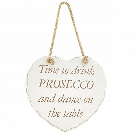 New Time To Drink Prosecco Heart Shape Plaque Decoration Hangable Sign Xmas Gift Household, Miscellaneous image