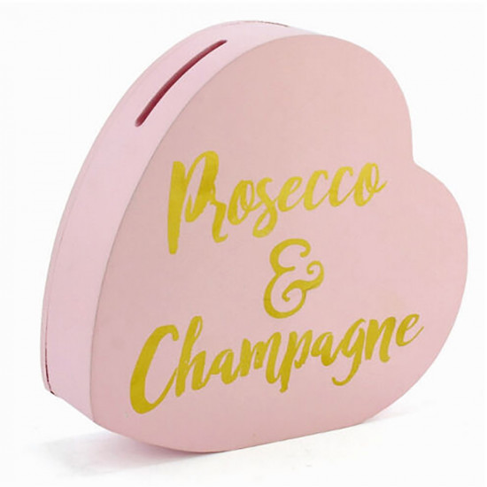 Prosecco & Champagne Money Box Pot Heart Coin Saving Cash Pocket Piggy Bank New image