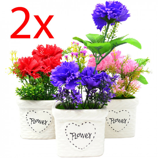 Set Of 2 Artificial Flower Pot Ceramic 19Cm Decoration Home Plant Office New Household, Miscellaneous image