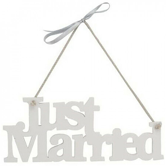 White Just Married Wedding Hanging Plaque Sign Newlyweds Home Decor Gift New Household, Miscellaneous image