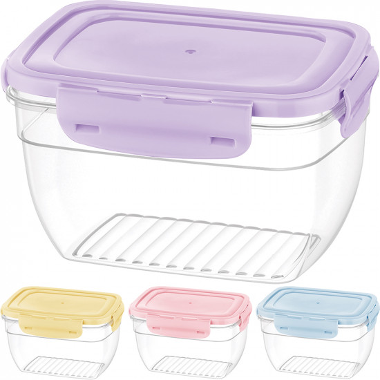 2 X Deep Rectangular Container Storage Coloured Cover Food Lunch Box Organiser Household, Storage Containers image