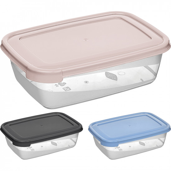 2 X Rectangular Container Storage Coloured Cover Food Cook Lunch Box Organiser Household, Storage Containers image