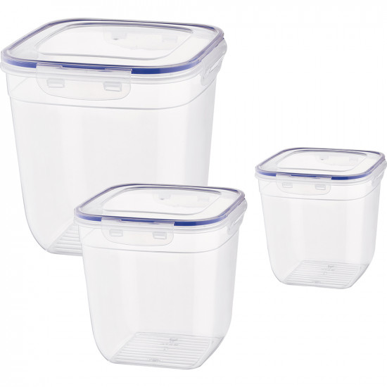 3 X Plastic Food Container Fridge Freezer Storage Tubs Lids Lunch Snacks Treats image
