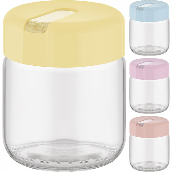 4 X Glass Storage Jar Kitchen Food 425Ml Organiser Lid Container Dispenser Box Household, Storage Containers image