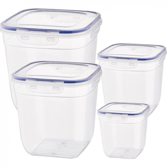 4 X Plastic Food Container Fridge Freezer Storage Tubs Lids Lunch Snacks Treats image