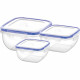 New 3Pc Square Containers Storage Lock Caps Lid Lunch Box Organiser Clear Household, Storage Containers image