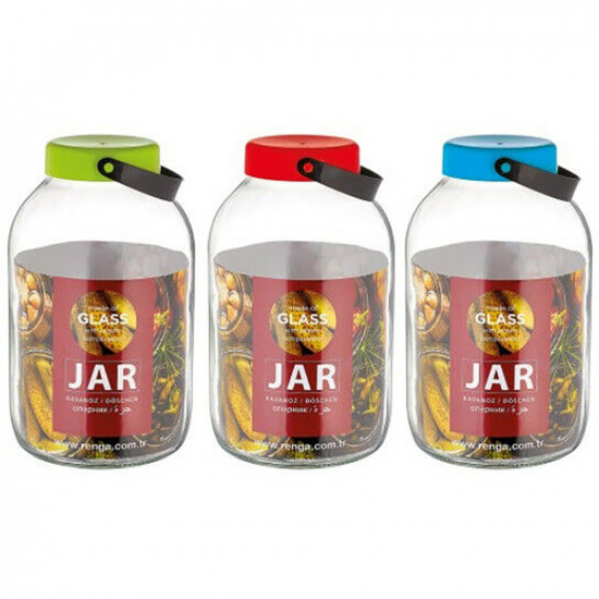 New Glass Canister Kitchen Food Storage Jars Organiser Lid Handle Containers image