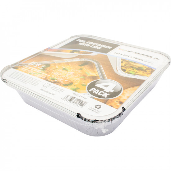 New Pack Of 20 Aluminium Foil Containers With Lids Hot Food Takeaway 24Cm Box image