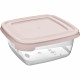 Set Of 2 Square Food Containers 2.5L Storage Coloured Cover Cook Lunch Box Clear Household, Storage Containers image