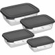 Set Of 8 Rectangular Container Storage Coloured Cover Food Lunch Box Organiser Household, Storage Containers image