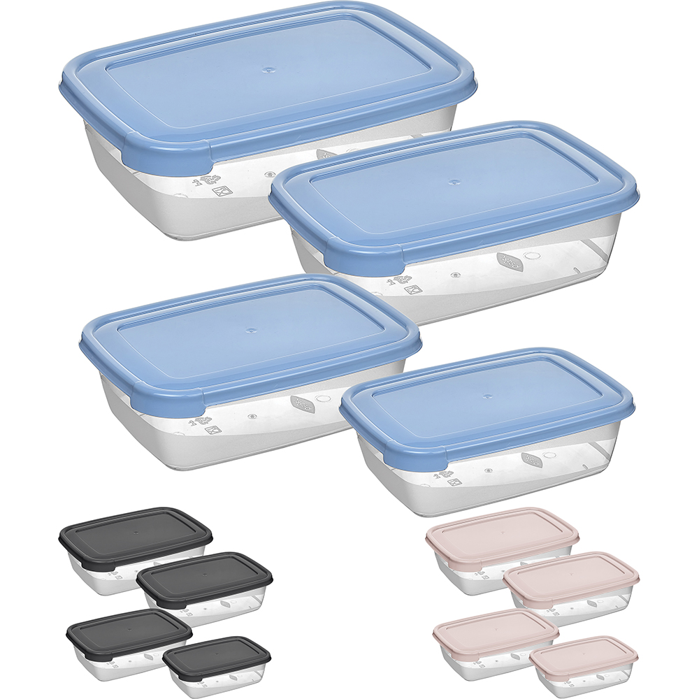 Set Of 8 Rectangular Container Storage Coloured Cover Food Lunch Box  Organiser
